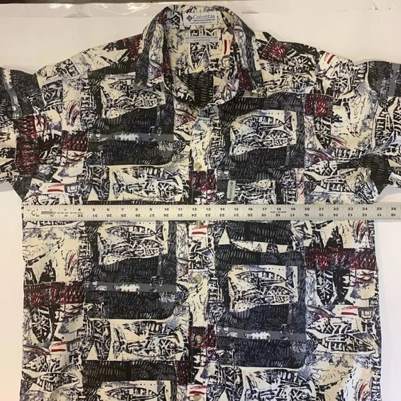 Columbia Men's Vintage Fish Outdoors Print Cotton Short Sleeve Button Up Size L‎ - Picture 9 of 11